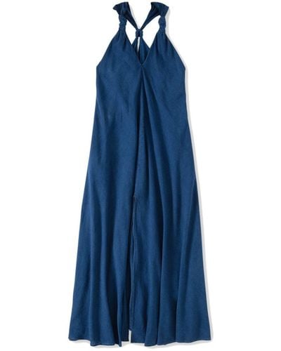 Closed Linen And Cotton Blend Long Dress - Blue