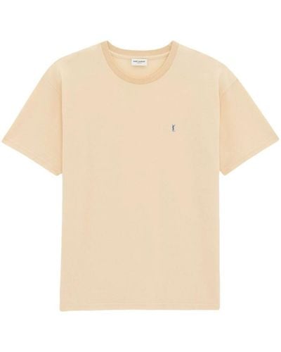 Saint Laurent Cotton Piqué T-Shirt - Natural
