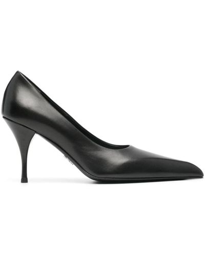 Prada 85Mm Leather Court Shoes - Black
