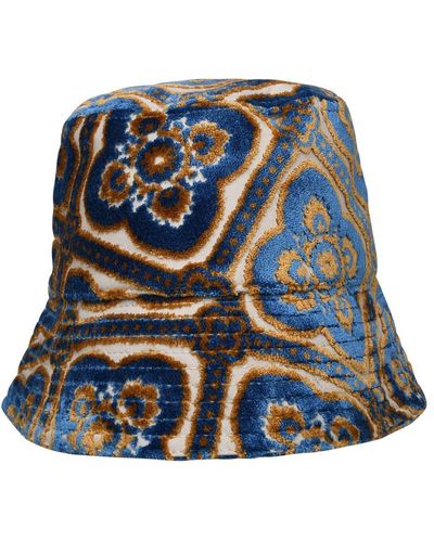 Etro Multicolor Cotton Blend Hat - Blue