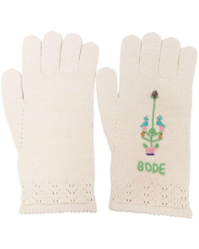 Bode Logo-embroidered Knitted Gloves - White