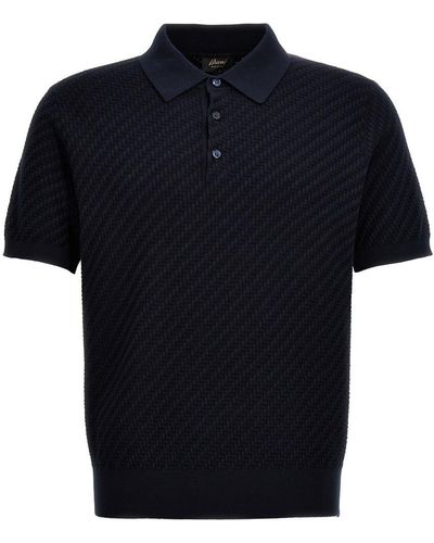 Brioni Woven Knit Shirt Polo - Black