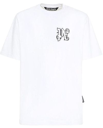 Palm Angels Printed Canvas T Shirt - White