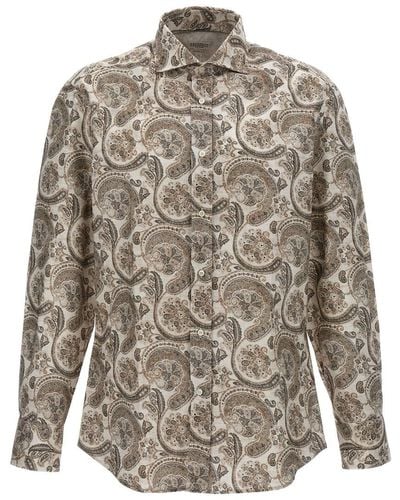 Brunello Cucinelli Patterned Print Shirt Shirt, Blouse - Grey