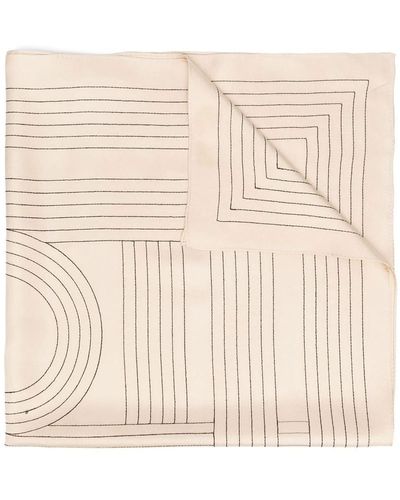 Totême Striped Embroidered Silk Scarf - Natural