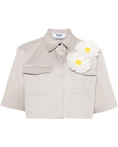 MSGM Shirt With Daisies - White