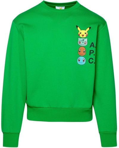 A.P.C. 'pokémon The Crew' Green Cotton Sweatshirt