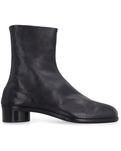 Maison Margiela Low Heel Leather Tabi Boots - Black