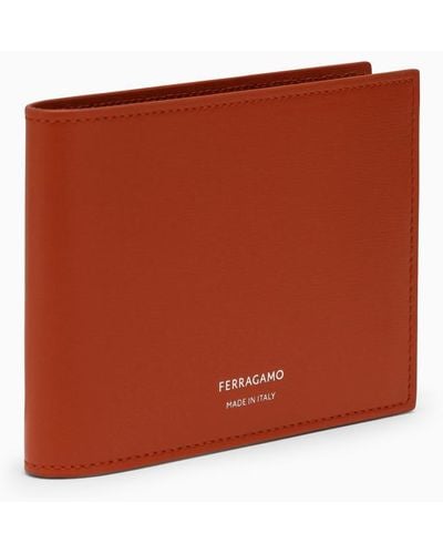 Ferragamo Terracotta Coloured Leather Wallet With Logo