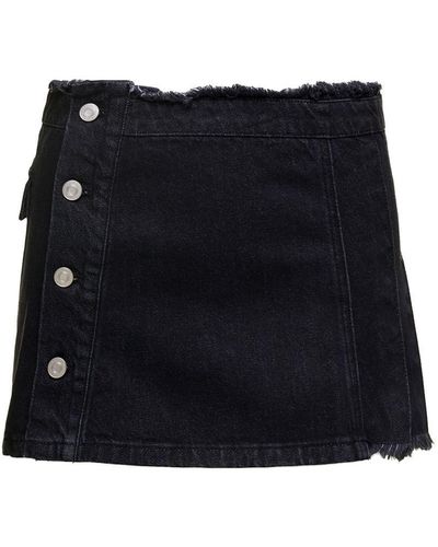 ANDERSSON BELL Black Denim Pleated Mini Skirt Arron In Cotton Woman