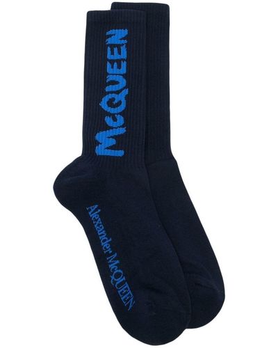 Alexander McQueen Socks With Logo - Blue