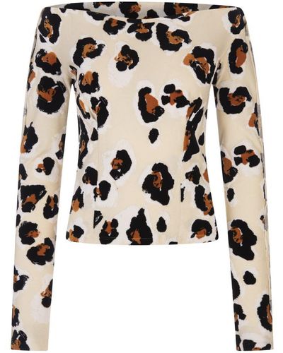 Marni Long Sleeve T-shirt With Leopard Pattern - Black