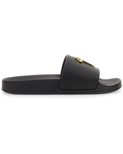 Giuseppe Zanotti Brett Slide Sandal With Logo - Black
