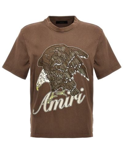 Amiri Eagle Glittered Logo-print Cotton-jersey T-shirt - Brown