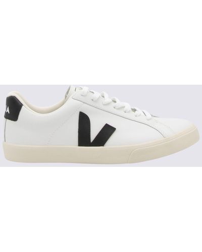 Veja White And Black Leather Trainers