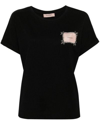 Twin Set T-Shirt With Logo Patch - Black