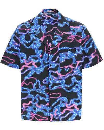 Valentino Neon Camou Bowling Shirt - Blue