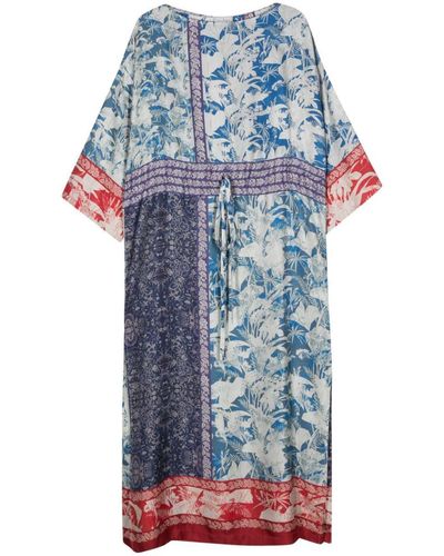 Pierre Louis Mascia Printed Silk Long Dress - Blue