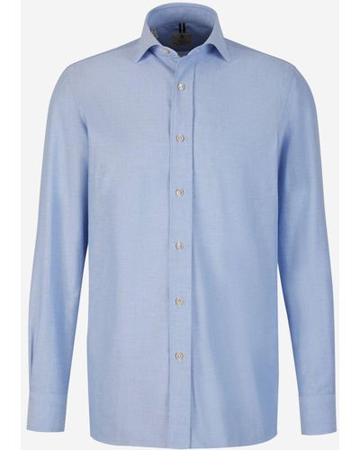 Luigi Borrelli Napoli Cotton Oxford Shirt - Blue