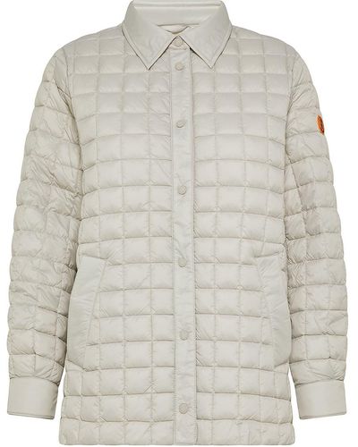 Save The Duck Ula Short Quilted Down Jacket With Pockets - Grey