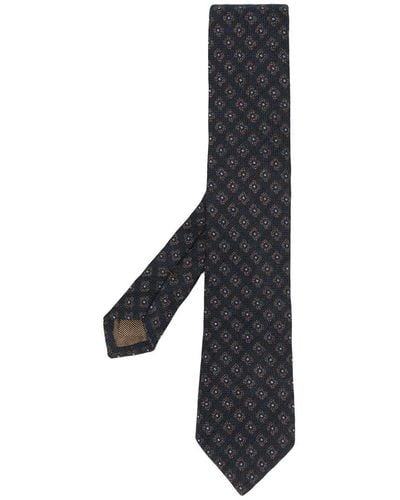 Church's Wool Silk Printed Tie 8 Cm Flowers Accessories - Black