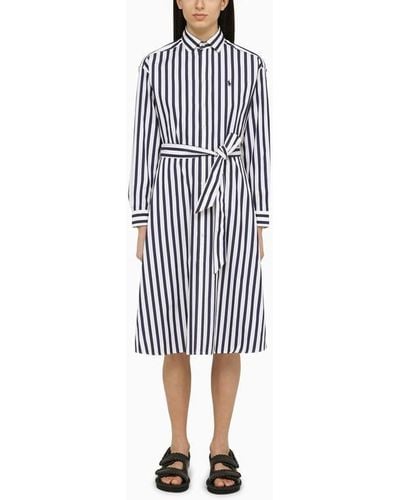 Polo Ralph Lauren Navy Blue/white Striped Cotton Shirt Dress