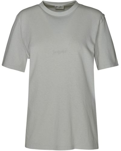 Saint Laurent Boyfriend T-shirt In Ivory Cotton - Gray