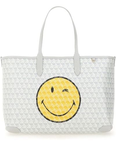 Anya Hindmarch "I Am A Plastic Bag Wink" Tote Bag Small - White