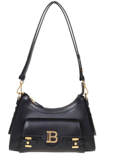 Balmain Leather Shoulder Bag - Black