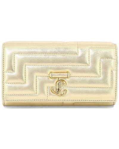 Jimmy Choo "Avenue" Wallet With Pearl Strap - Natural