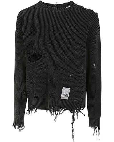 Maison Mihara Yasuhiro Bleached Knit Pullover - Black