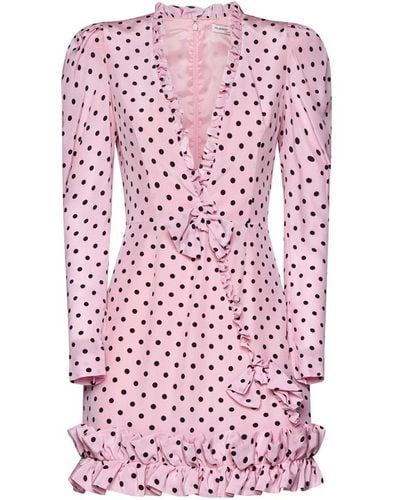 Alessandra Rich Polka Dot Print Silk Mini Dress - Pink