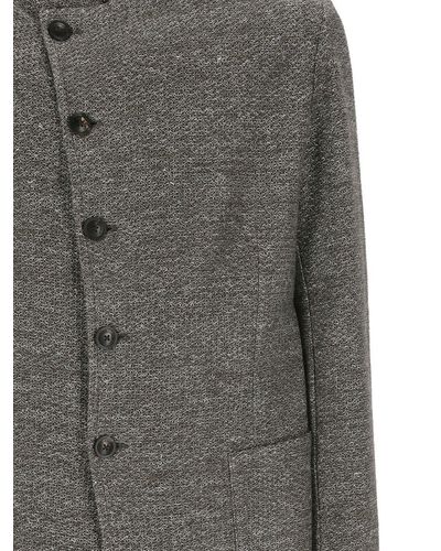 Emporio Armani Linen And Cotton Blend Jacket - Gray