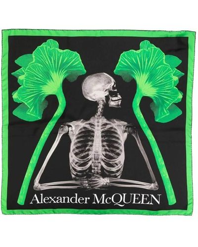 Alexander McQueen 'mushroom Skeleton' Headscarf - Green