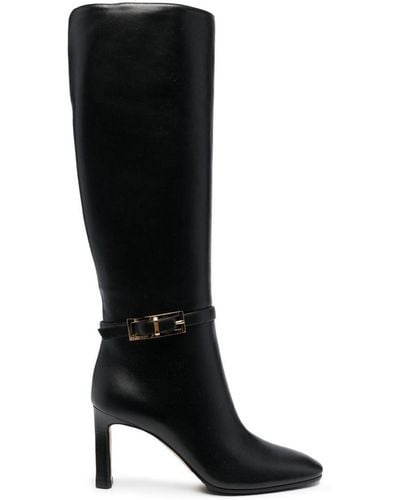 Sergio Rossi Buckled Knee-high Leather Boots - Black