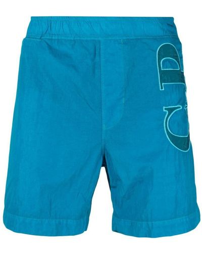 C.P. Company Elasticated-waist Logo-print Shorts - Blue