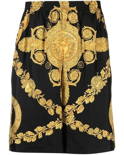 Versace Barocco Print Silk Shorts - Black
