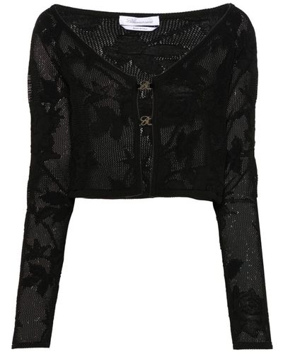 Blumarine Embroidered Cropped Cardigan - Black