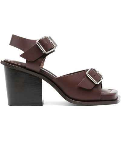 Lemaire Square Heeled Sandals With Straps 80 Shoes - Brown