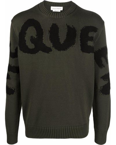 Alexander McQueen Logo-print Crew Neck Sweater - Black