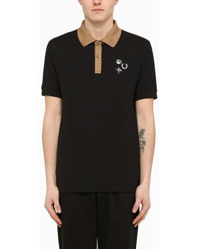 Fred Perry Bi Color Short Sleeves Polo Shirt With Embroideries - Black