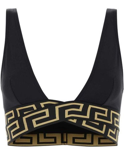 Versace Greca Border Bikini Top - Black