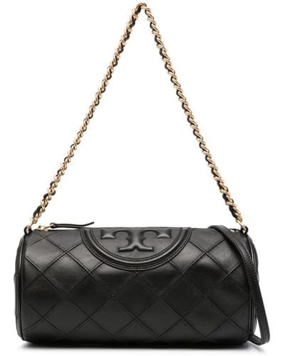 Tory Burch Fleming Black Leather Convertible Large Shoulder Bag $598  “Scratches”