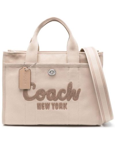 COACH Cargo 34 Logo-embroidered Detachable-strap Canvas Tote Bag - Natural