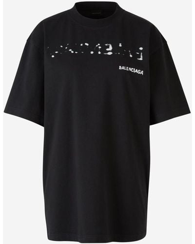 Balenciaga Printed Cotton T-Shirt - Black
