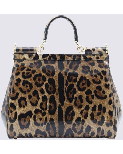 Dolce & Gabbana Leopard Leather Sicily Small Top Handle Bag - Metallic