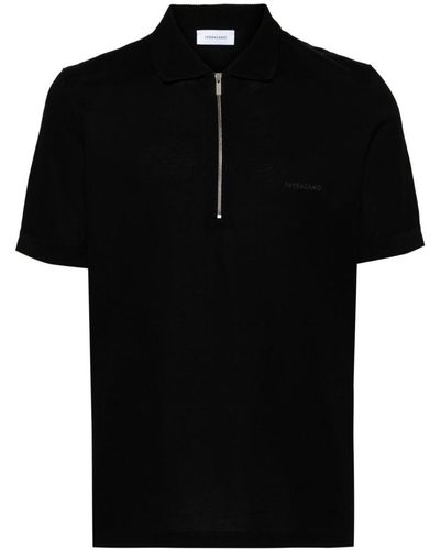 Ferragamo Piquet Cotton Polo Shirt - Black