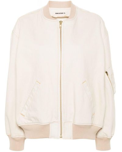 Semicouture Rosalind Cotton Bomber Jacket - Natural