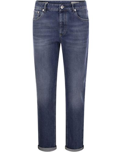 Brunello Cucinelli Five-Pocket Slim Fit Pants - Blue