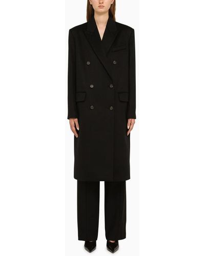 Calvin Klein Black Wool Double Breasted Coat